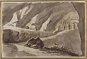 Design for a Stage Set (recto); Architectural Design (verso), Francesco Navone (Italian, died 1804), Pen and brown ink, brush and brown wash over black chalk (recto); pen and brown ink over black chalk (verso)